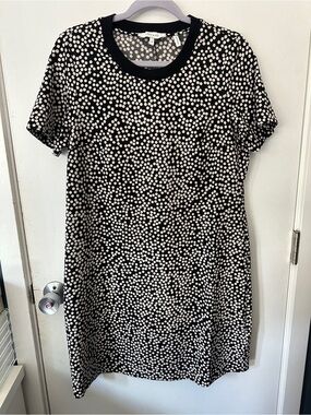 Lark & Ro Black and White Polka Dot Short Sleeve Shift Dress